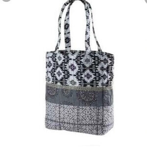 Prana quilted beaded ikat tote bag grey purple Bhakti
